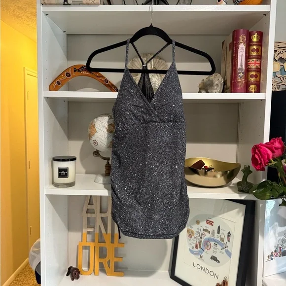 Sparkly Gray Halter Party Top lululemon - Picture 1 of 9